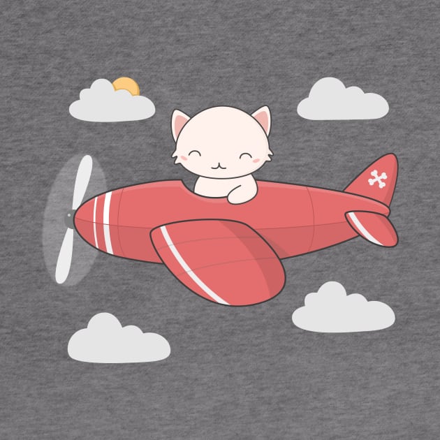 Kawaii Cute Flying Pilot Cat by wordsberry